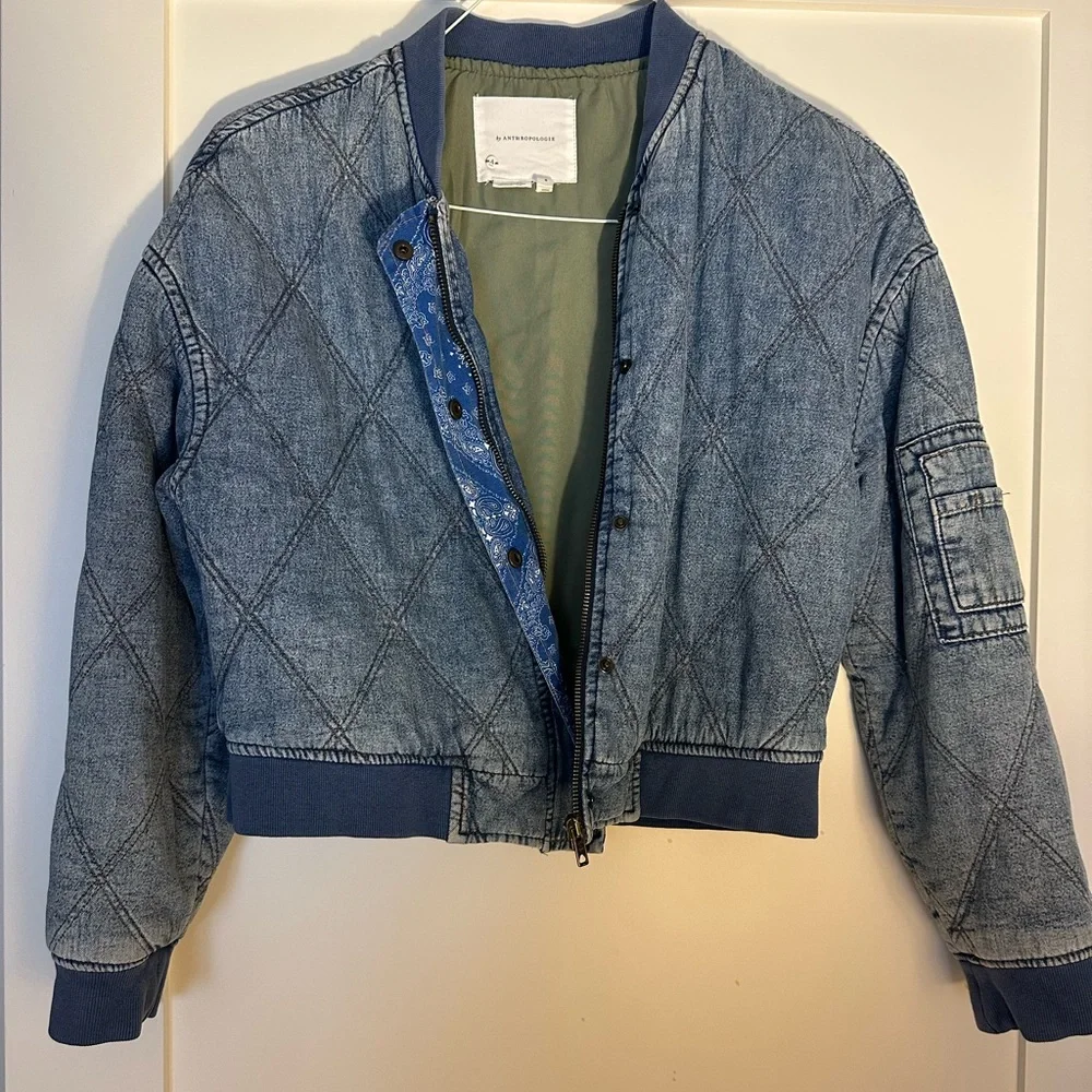 Blue Quilted Denim Jacket - Picture 2 of 5